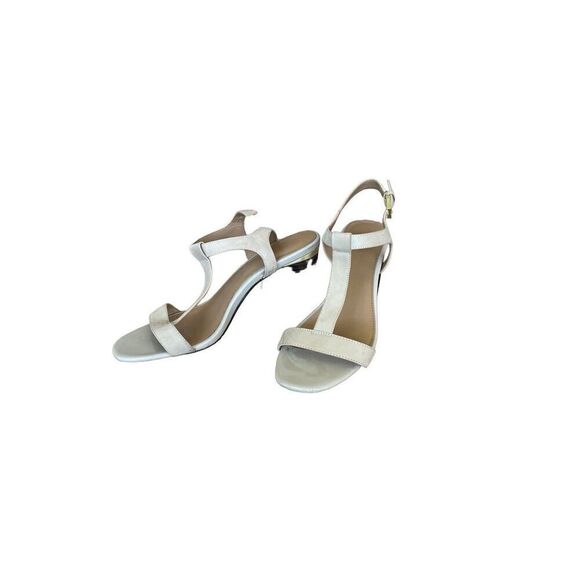 Calvin Klein Womens Cream Leather Open Toe T Strap Block Heel Sandal Size 40 - Picture 3 of 8